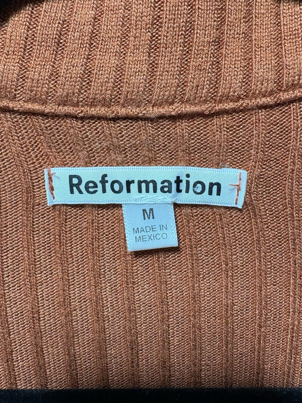 Reformation Chestnut Thomas Knit Ribbed Top Size Medium - Picture 4 of 10